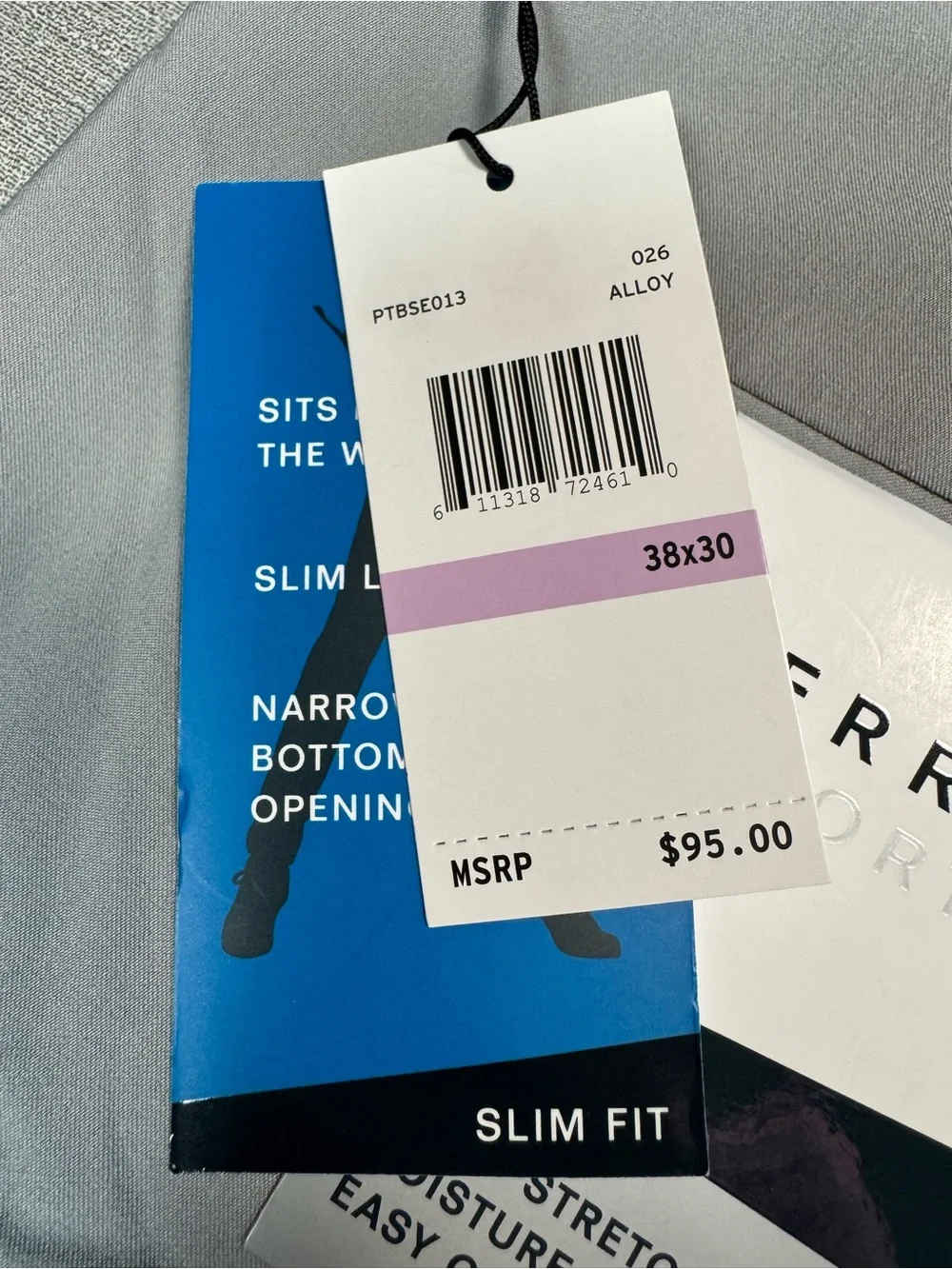 NWT New Perry Ellis Light Gray Slim Pants In Alloy Size 38 x 30